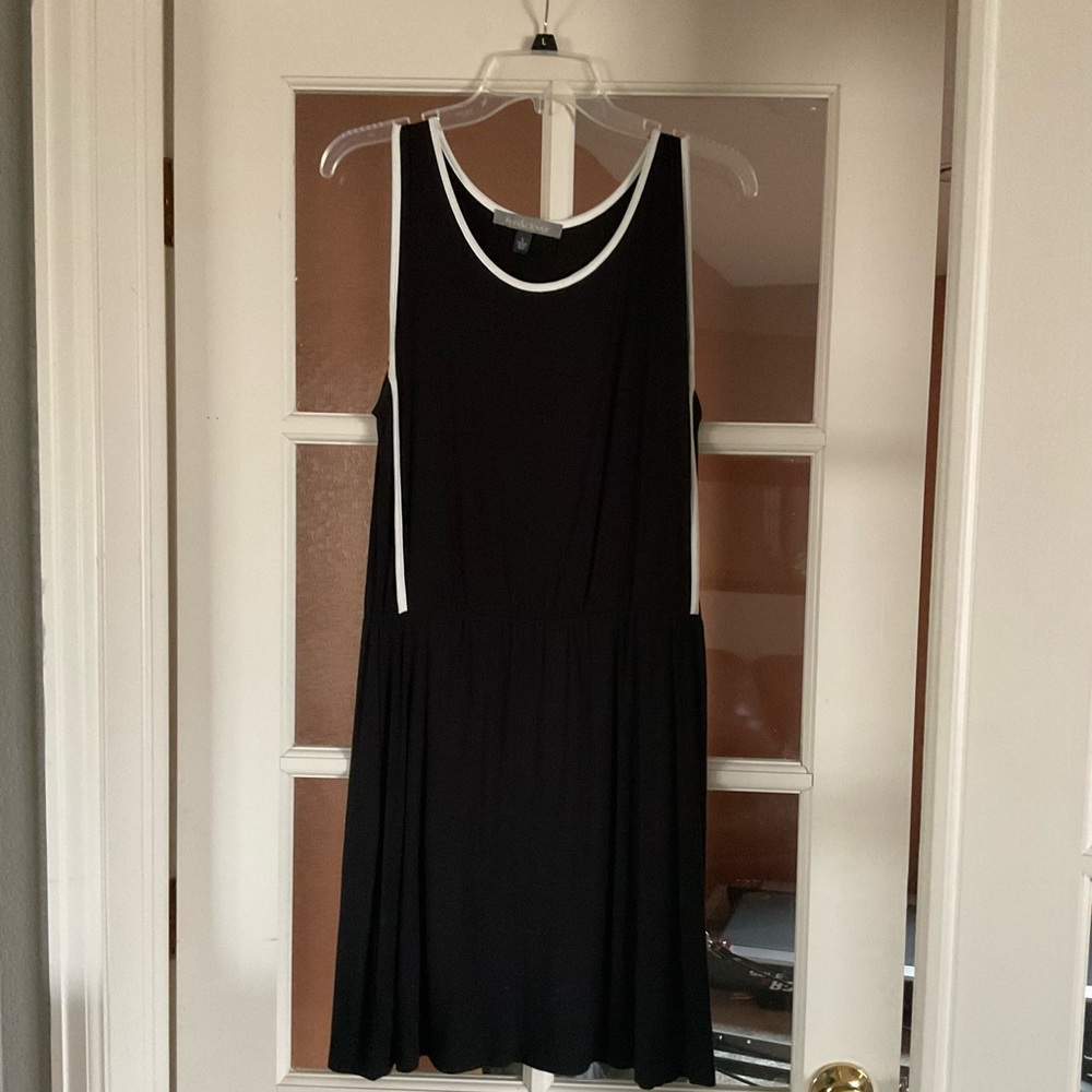 Black knit dress with white trim size large